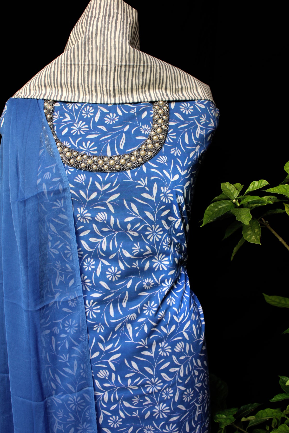Buy Meena Bazaar Women's Indigo Blue Cotton Dress Material for Summer  Wardrobe (MBGN7414, Blue, Unstitched Suit) at Amazon.in